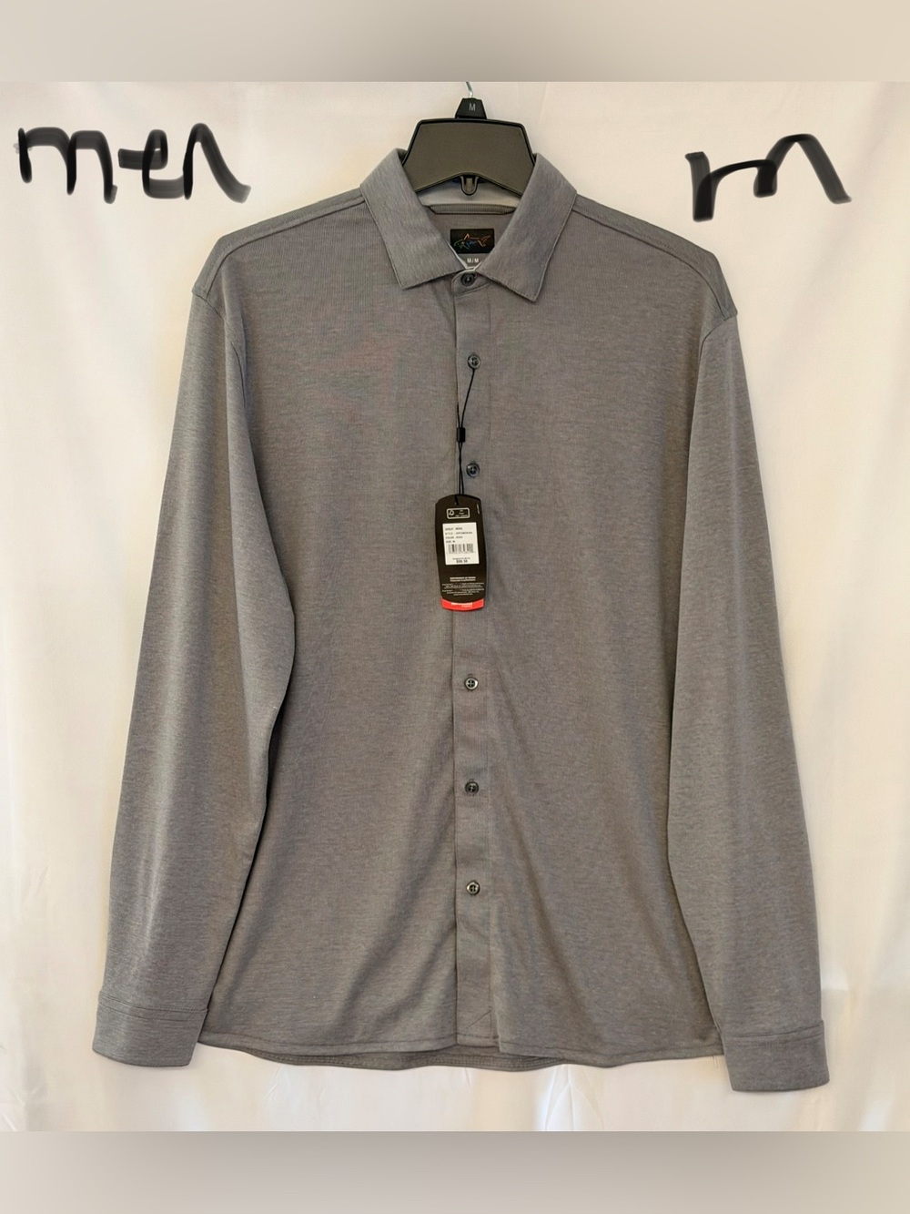 Greg Norman Collection Men's Grey Long-Sleeve Button-Down Shirt